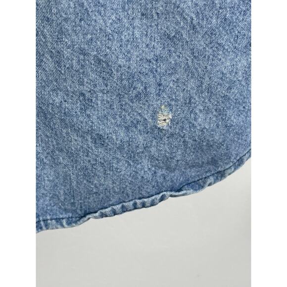 Vintage Teddi Denim Blouse Small Embroidered Hummingbirds Flowers Prairie Flaw - Picture 5 of 8